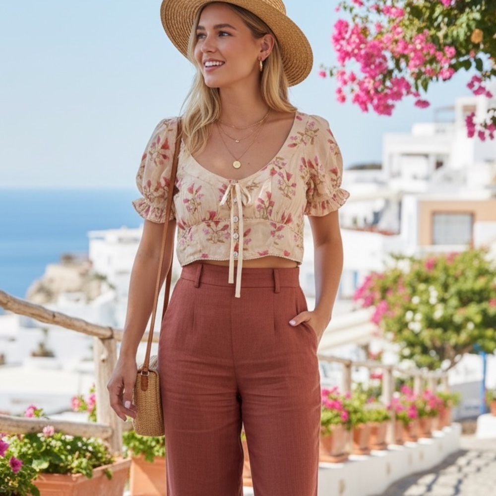 NWT Free People Cropped Top Boho Vacation Essential Size S